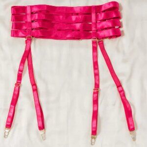 Uye Surana Strappy Waste Cincher Suspender Garter Belt Hot Pink sexy NWT sz M/L